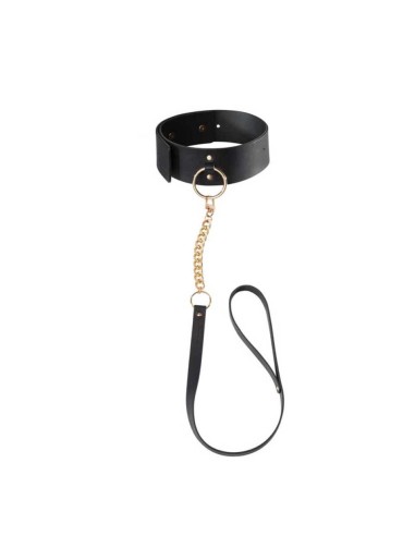 Maze Wide Choker With Leash Black - De Sade Shop