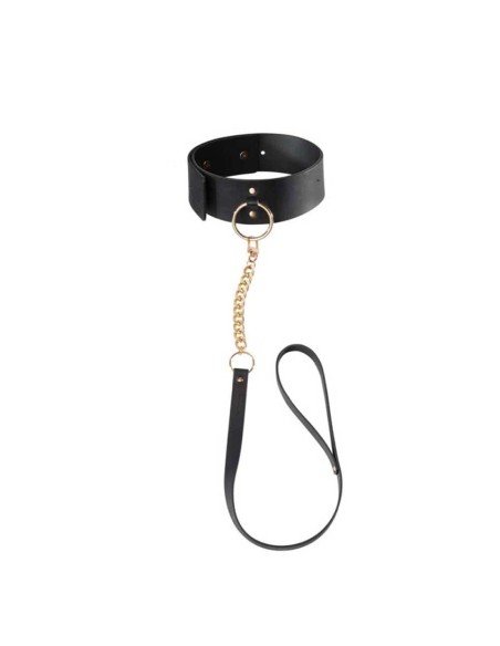Maze Wide Choker With Leash Black - De Sade Shop
