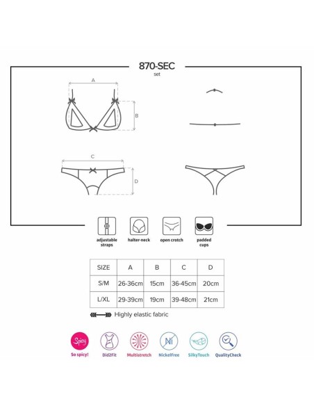 870-Sec-3 set Rosso - De Sade Shop