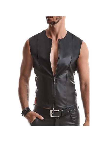 Gilet in Wetlook Nero - De Sade Shop