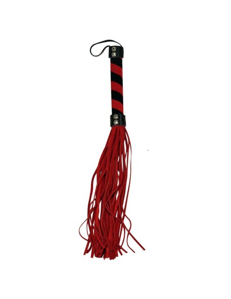 Flogger in Microfibra Rossa-Nera - De Sade Shop