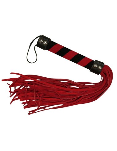 Flogger in Microfibra Rossa-Nera - De Sade Shop