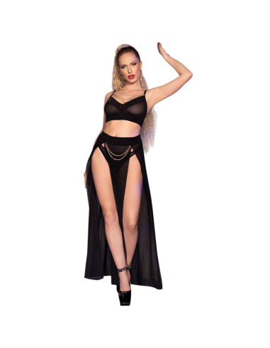 Set 3 Pezzi in Tulle Con Catene Dorate Removibili - De Sade Shop